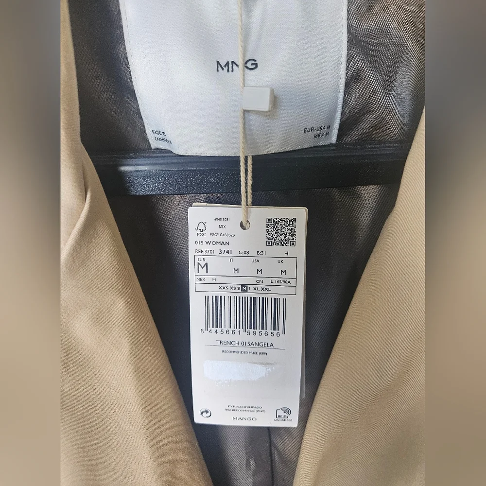 NWT Mango Double-Breasted Trench Coat Cream/Tan - Picture 10 of 16